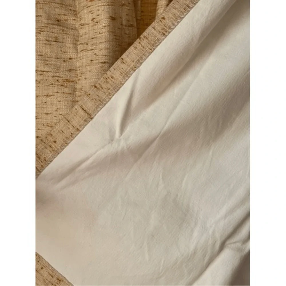 Vintage Sears Perma-Prest MCM Heavy Drapes Gold Fleck Pinch Pleat Curtains Set